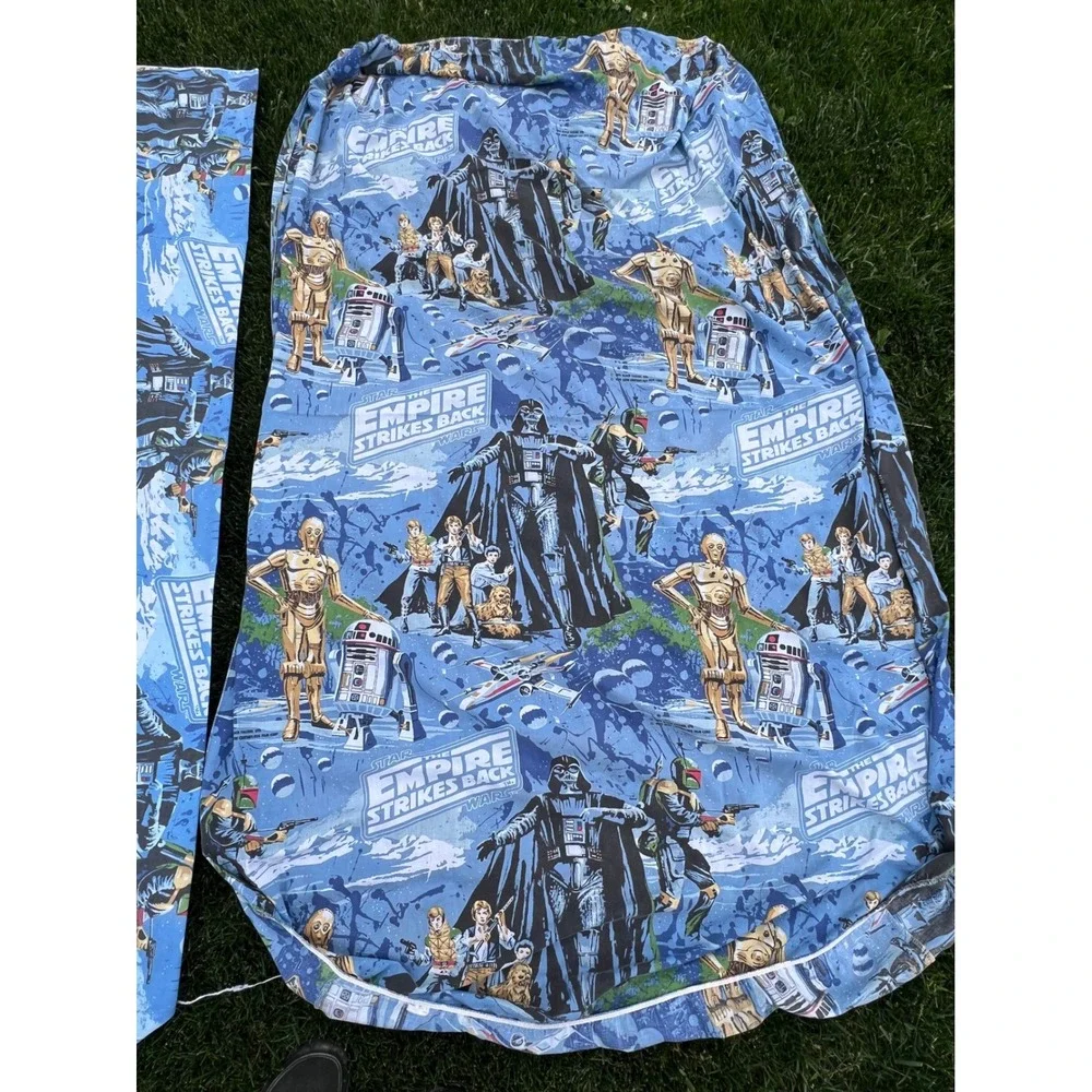Vintage 1979 Star Wars Empire Strikes Back Twin Sheet Set Blue Darth Vader‎ 70s